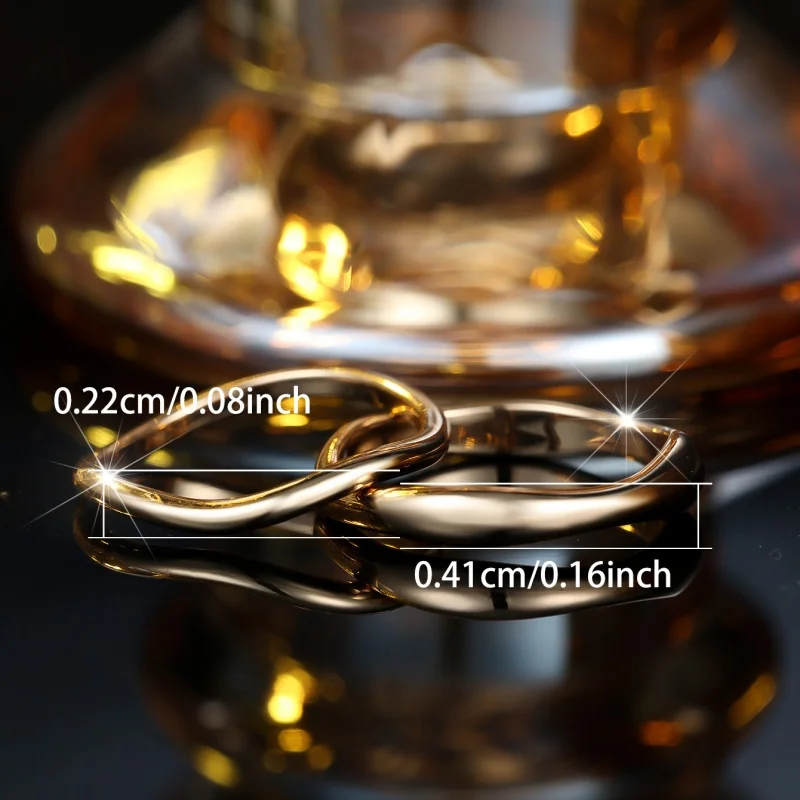 2026 Extremely Simple and Shiny Gold Double Layered Wavy Ring, Niche and High-end Commuting Versatile Light Luxury Accessory