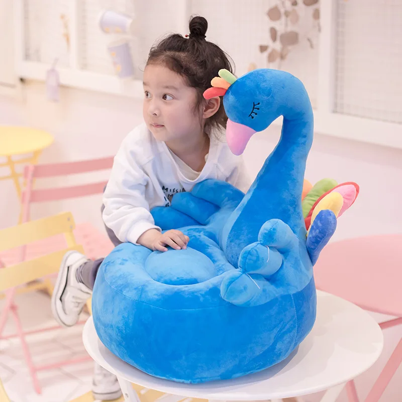 

Cute Flamingo Crown Cartoon Sofa Swan Peacock Baby Seat Plush Toy Kids Sofa Baby Learn to Sit Seat Children Girl Room Decor