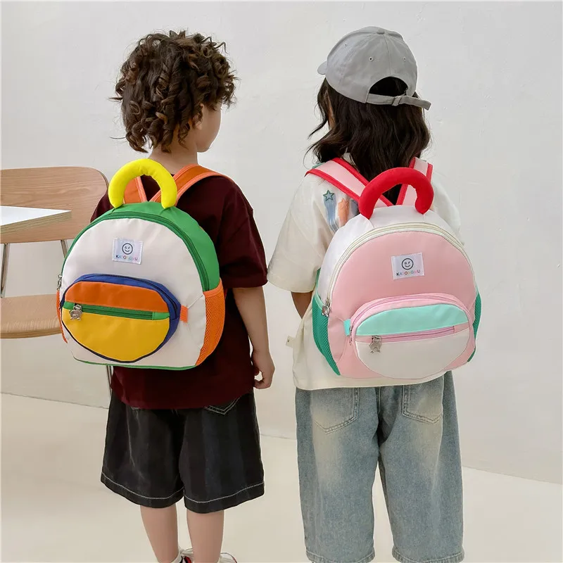 Children backpack new Korean style splicing kindergarten schoolbag boys and girls can be disassembled and used baby backpack