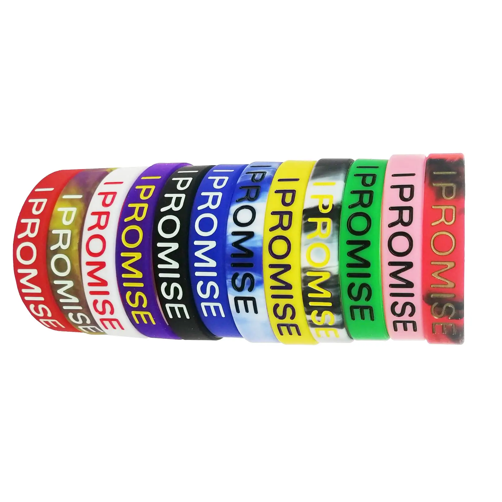 (12-Pack) I Promise Bracelets Motivational Quote Silicone Wristbands Rubber Basketball Inspirational Gifts and Party Favors view 2