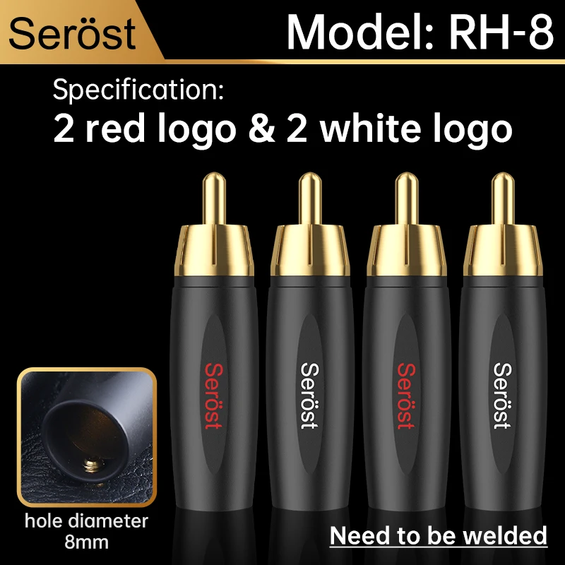 Serost HiFi-Audiokabel, vergoldeter Messing-RCA-Stecker, DIY-Verbinder, 4 mm bis 8 mm Durchmesser, unterstützt Audiokabel für HiFi-Systeme. – Detail 8