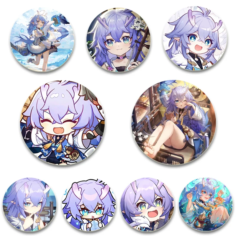 58MM Anime Honkai Star Rail Bailu Pins Tinplate Badge DIY Custom Cartoon Brooch Pin for Fans Collection Gifts Decorative Clothes