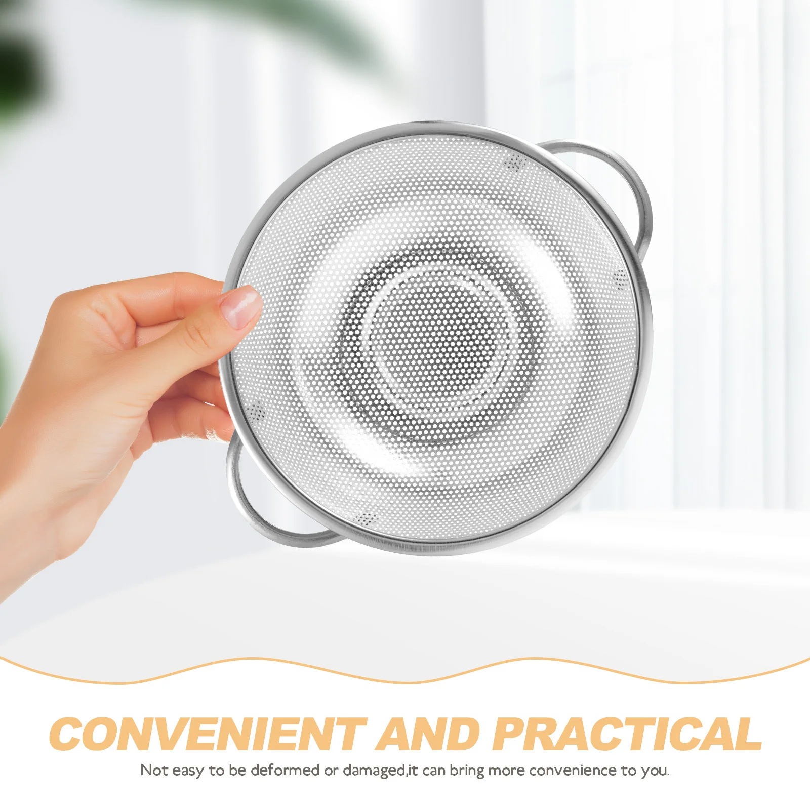 

3pcs Stainless Steel Rice Washing Bowl Fine Mesh Strainer Kitchen Colander Dual Handle Fruit Vegetable Drain Basket Household