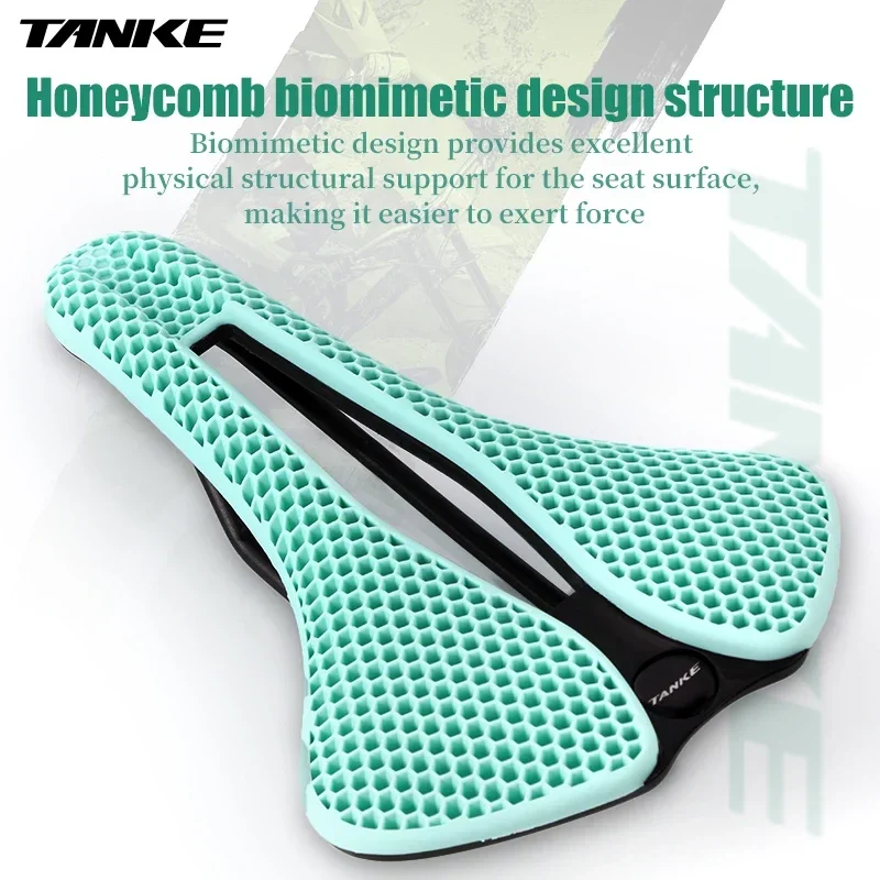 TANKE MTB road bicycle saddle honeycomb breathable,lightweight,durable,wear-resistant,similar 3D printed noctilucent riding seat