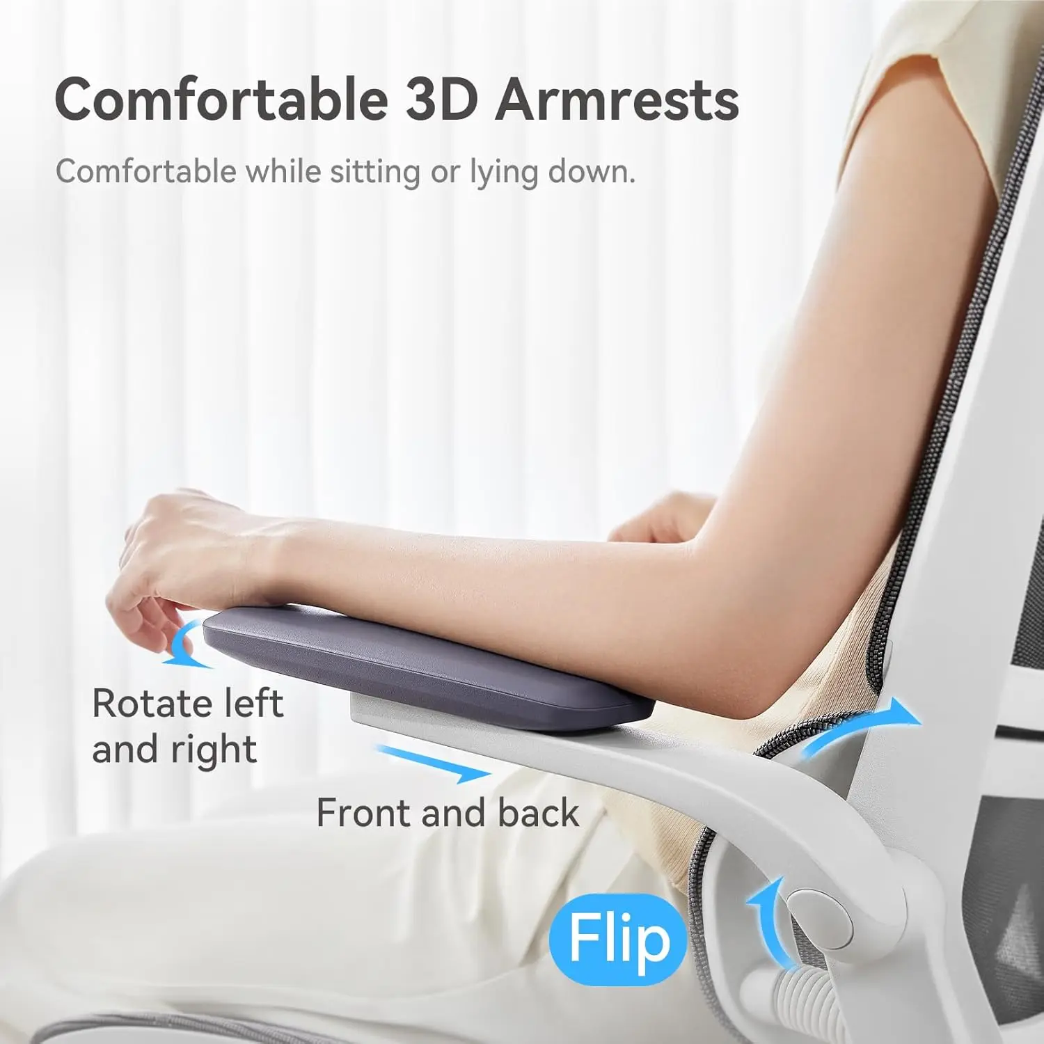 Ergonomic Office Chair, Desk Chair with 3D Flip-up Armrests, Computer Chair with Dual Back Design and Adaptive Dynamic Lum