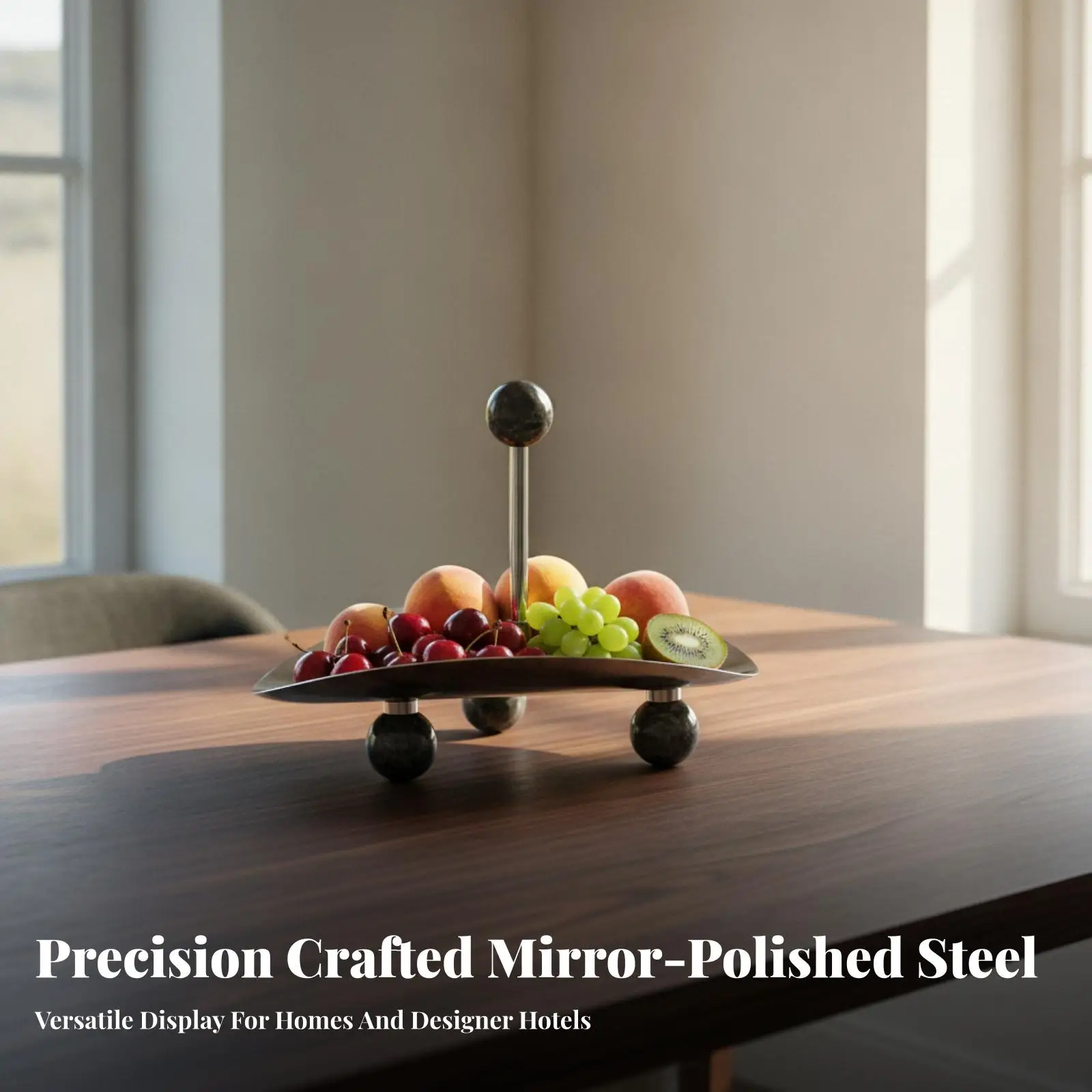 Footed Serving Tray Long-Lasting Display Stand with Handle Space-Saving