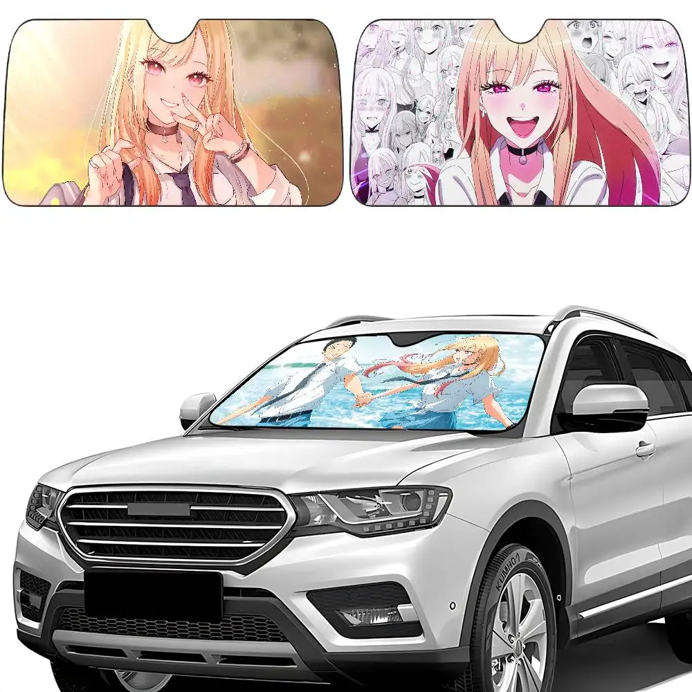 

My Dress-up Darling Car Sunshade Curtains Windscreen Front Window Visor 70x130cm Sun Visor Solar Protect Plaid Gift Novelty Car