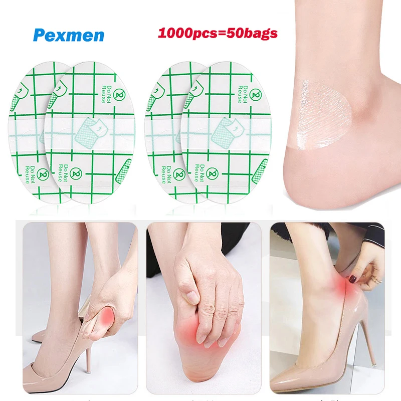 

Pexmen 1000Pcs Transparent Waterproof Ultra-Thin Self-Adhesive Heel Anti-Wear Sticker Foot Care Blister Protection Pads