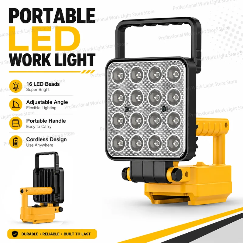 4 in Led Light Portable Spotlights Cordless Outdoor Work Fishing Handheld flashlight Emergency Flood Lamp Fit Dewalt 18V Battery