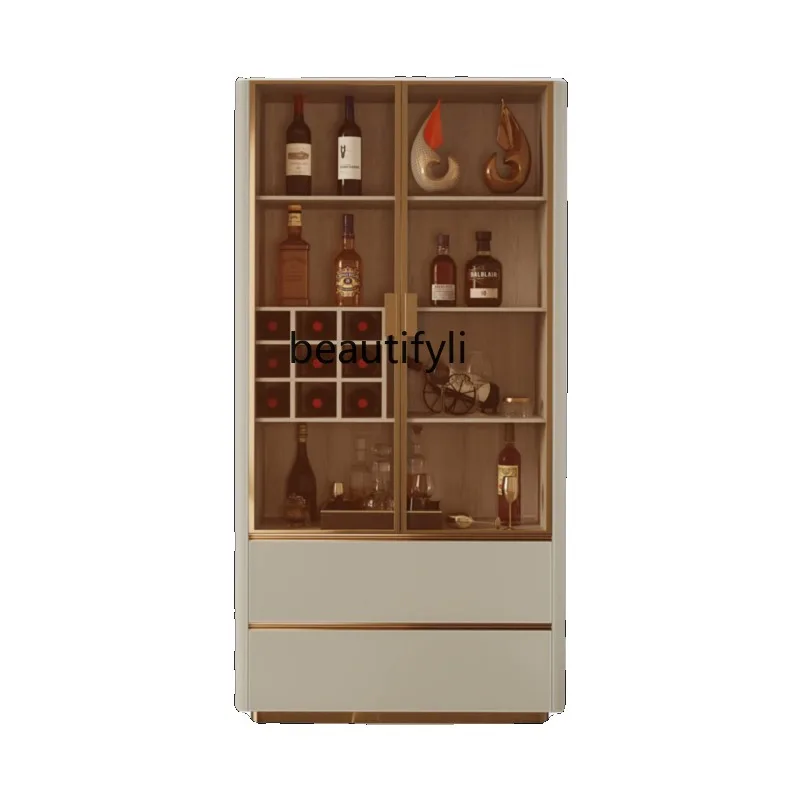 

Light luxury simple modern household wall high-end display cabinet small apartment glass integrated wall wine cabinet