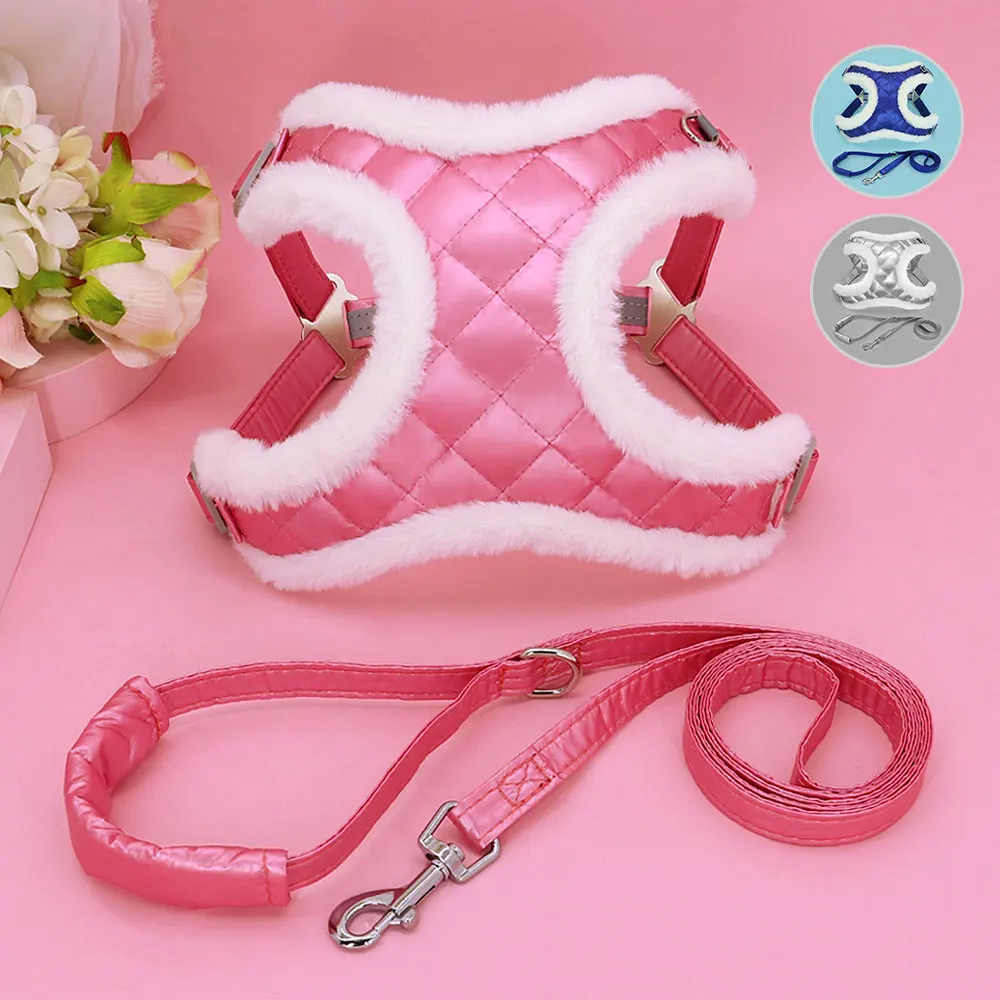 Soft Padded Dog Harness Leash Set Winter Warm Pet Clothes Harness Vest For Small Medium Dogs Cats Pug French Bulldog Chihuahua