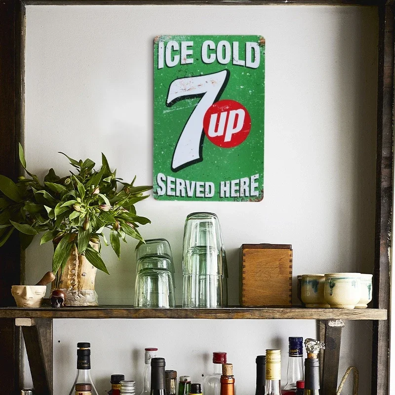 Vintage Cola 7-UP Drink Poster Metal Tin Signs Plaque Drinks Retro Art Posters for Kitchen Bar Pub Club Home Workshop Wall Decor