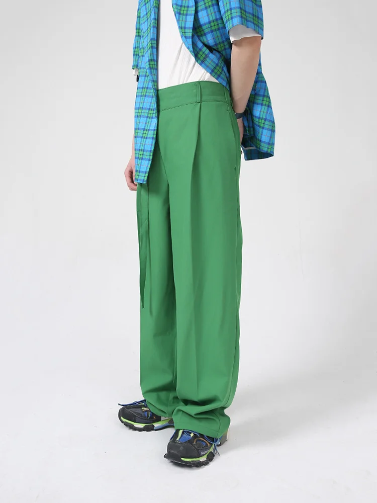 Spring 2022 New Fashionable Simple Western Trousers Korean Style Solid Colour Men's Drape Slim Casual Straight Trousers