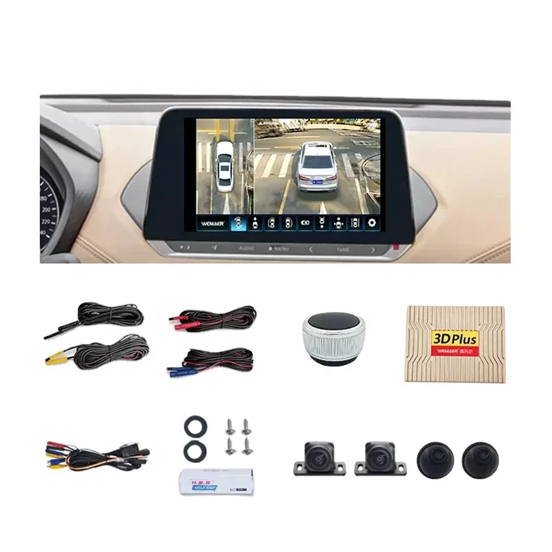 AHD T7 Plus 3D 360 Car Camera AVM Bird View System Driving Assistance System Built in Dynamic Trajectory 4 Way DVR