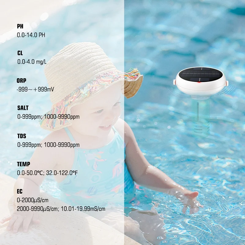 Wifi Intelligent Chlorin Meter 7 In 1 PH ORP EC Dissolved Solids Salinity Temp CL Test Meter Swimming Pool Water Tester