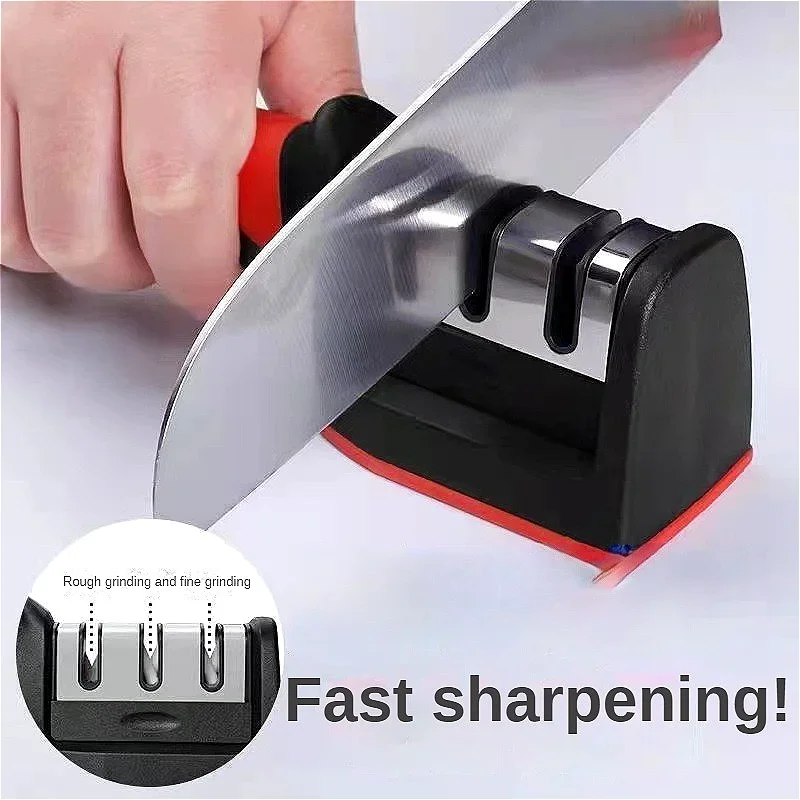 Knife Sharpener Kitchen 3-stage Knife Sharpener Household Multifunctional Handheld Stainless Steel Quick Knife Sharpening Tool