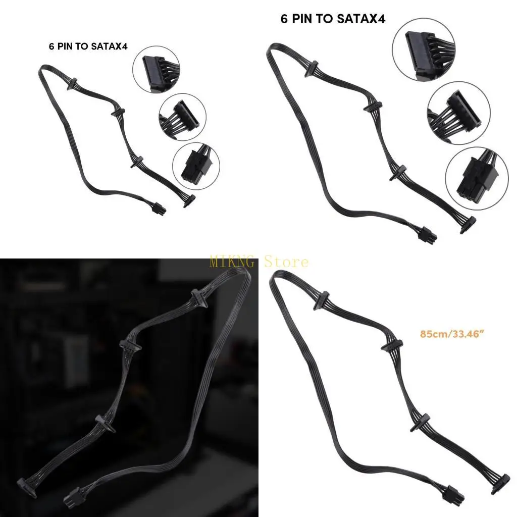 

Practical Durable PC Servers 6Pin to 4SATA Power Cable Adapter Splitter Cable best sale