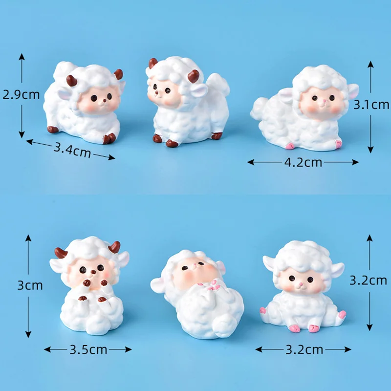 1pc White Sheep Figurine Cute Cartoon Animal Model Home Christmas Decor Miniature Fairy Garden Car Cake Decoration Accessories