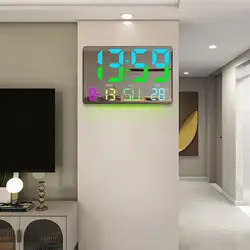Large Digital Wall Clock Wall Alarm Clock With 11 RGB Light Modes LED Display Alarms Remote Control 12/24H Time Snooze Function