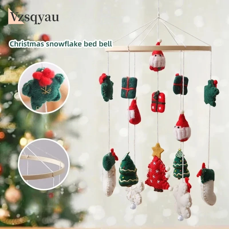 Mobilka do łóżeczka dziecięcego, karuzela z muzyką, zawieszka, zabawka, karuzela na Boże Narodzenie, drewniane grzechotki, mobilka do łóżeczka, karuzela z grzechotkami.