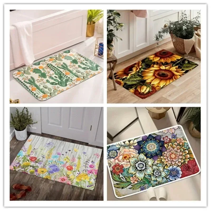 Cactus Bath Mat Bathroom Super Absorbent Carpet Anti Slip Diatom Mud Kitchen Rug Washroom Footpad Shower Room Decorative Doormat