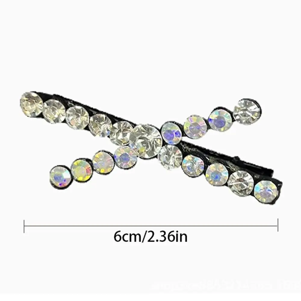 New Korean Cross Shiny Rhinestone Hair Clips for Girls Women Fashion Sweet Cute Girl Exquisite X-shaped Hairpin Hair Accessories