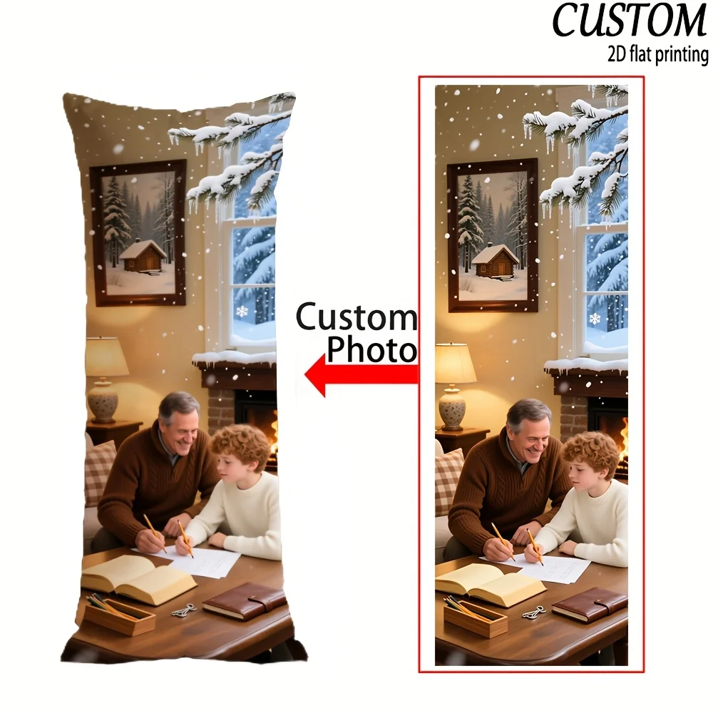 1 individuell gestalteter Kissenbezug mit Foto und Text, hochauflösendem Druck, Polyester-Material, Reißverschluss, geeignet für verschiedene Anlässe.
