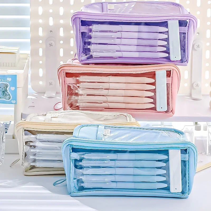 New Transparent Pencil Case Large-capacity High-value Pencil Case Creative Multi-functional Student Stationery Storage Bag