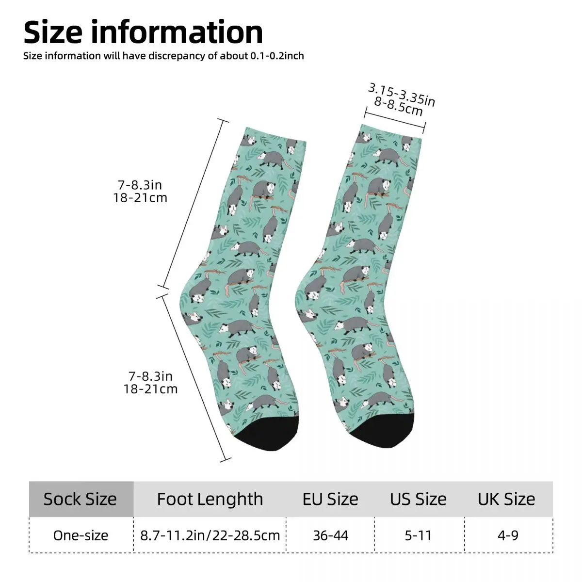 Possum And Leaves Pattern Mask Unisex Winter Socks Windproof Happy Socks street style Crazy Sock