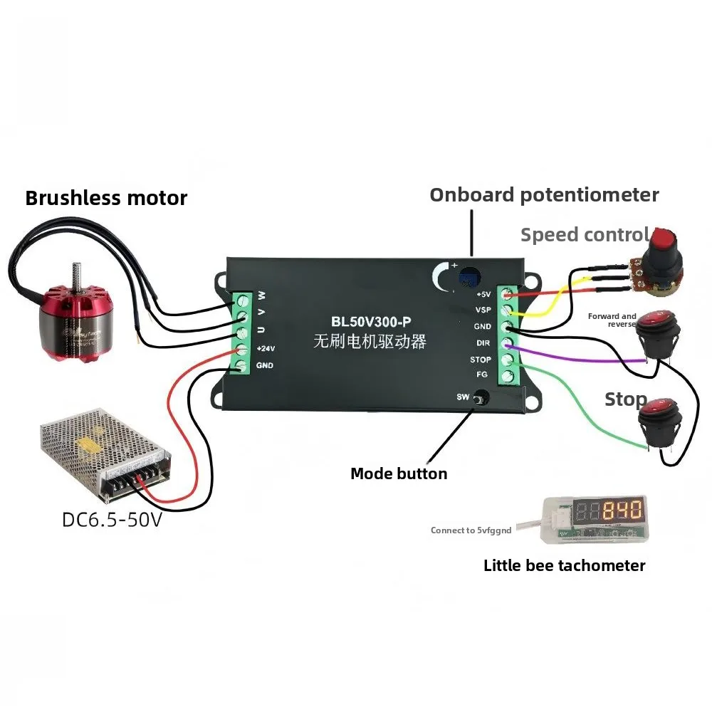 

Контроллер скорости двигателя без датчиков Холла 300 Вт, DC 6.5-50В, модуль драйвера бесщеточного двигателя, металлический корпус, для вентиляторов, водяных насосов, моделей самолетов