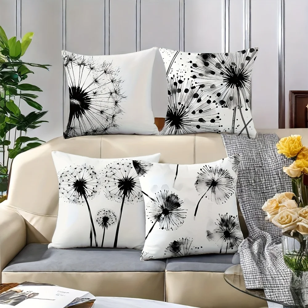 1PC 2D Flat Watercolor Dandelion Print Throw Pillow Covers Modern Minimalist Home Decor Cushion Cases No Pillow Core