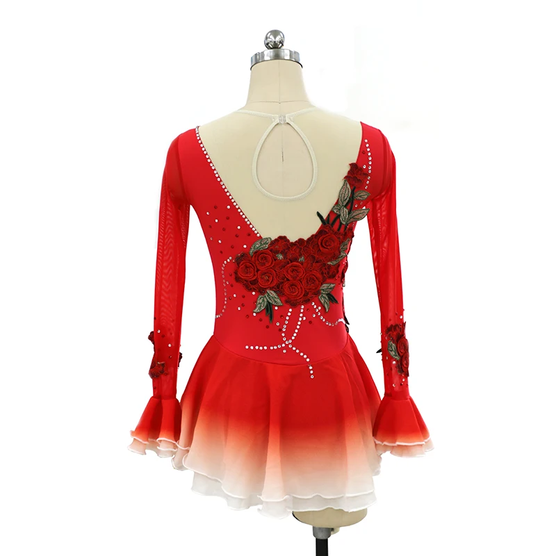 Figure Skating Dress Girl Long Sleeve Rhino Dress Dance Costume Sexy Skating Dress