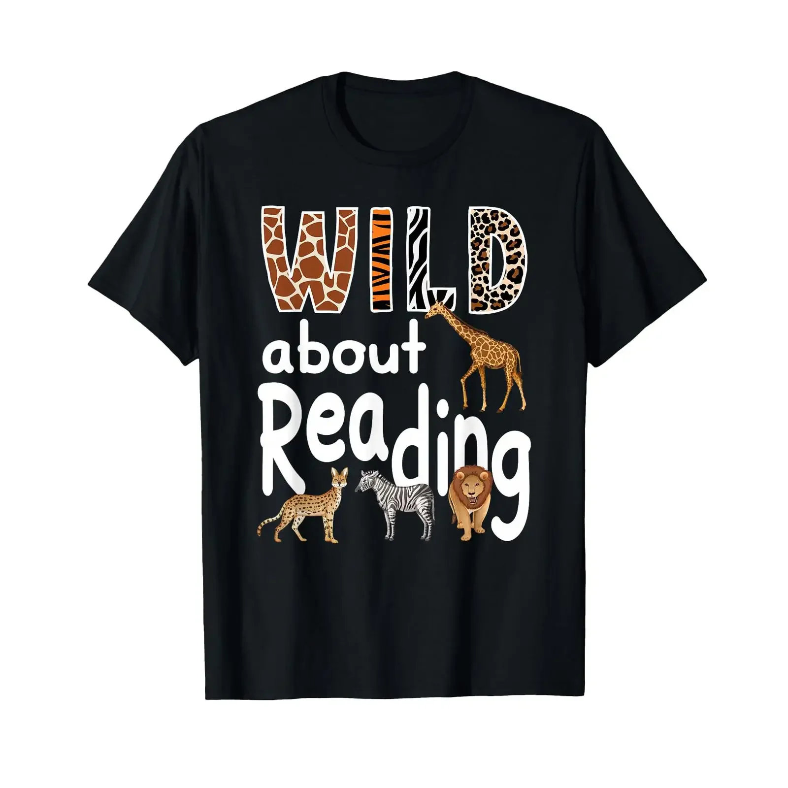 Zoo Animals Wild About Reading Books Reader Lover Librarian T Shirt vintage Washed Comfortable Stylish Unisex Versatile graphic