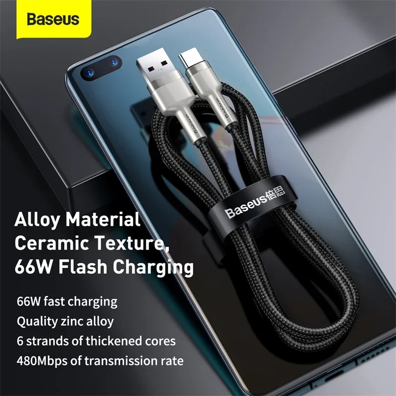 Baseus 66W USB to Type C USB C Fast Charging Cable For Samsung S20 S10 For Huawei P40 Xiaomi