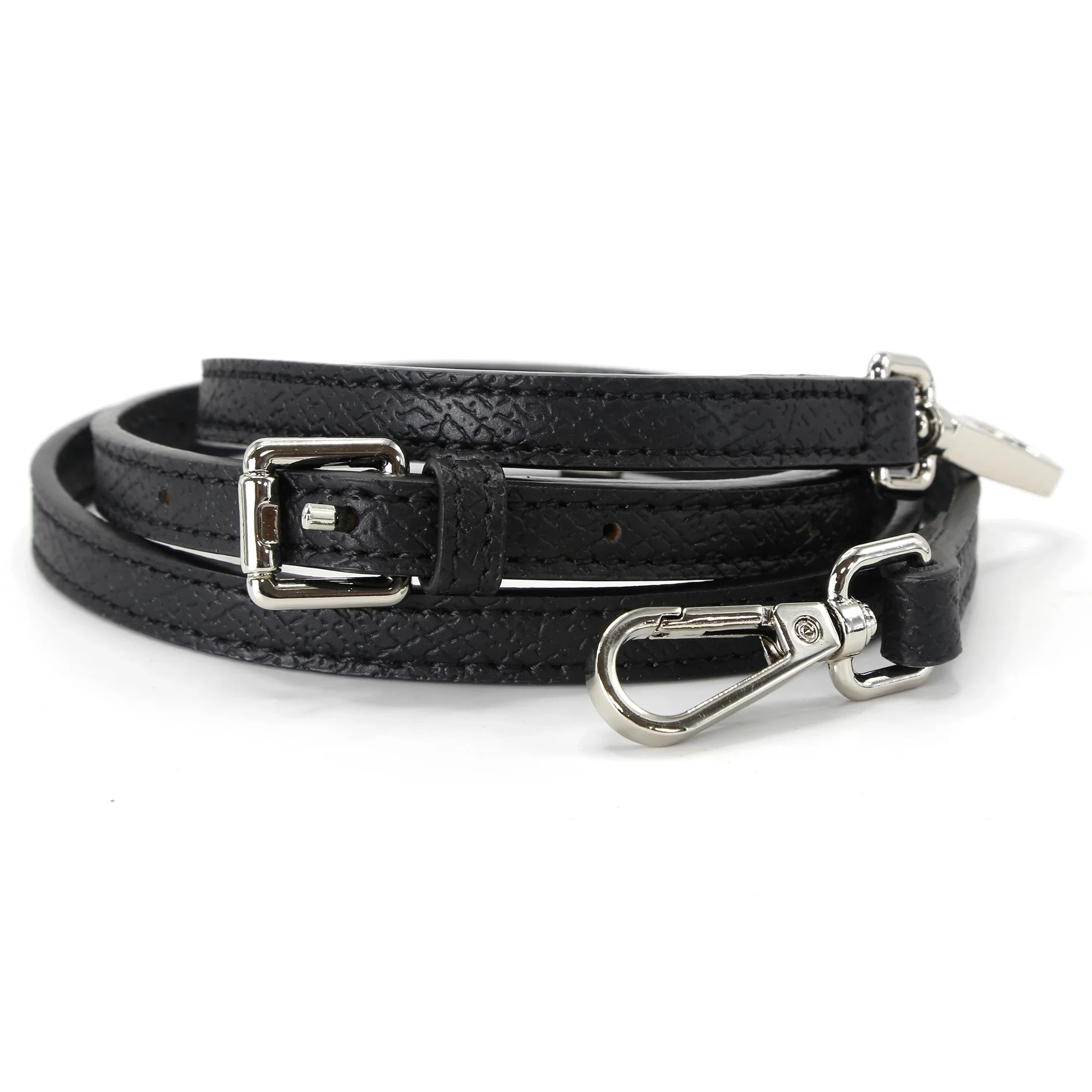 Women Bag Straps Leather Strap Adjustable Black Silver Button Shoulder Strap Replacement 94-112cm