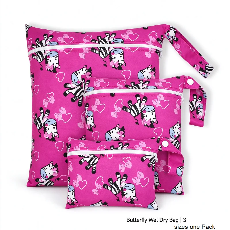 3pcs/set Waterproof Wet Dry Bag Baby Diapers Portable Nappy Storage Pouch Reusable Laundry Makeup Organizer for Maternity Travel