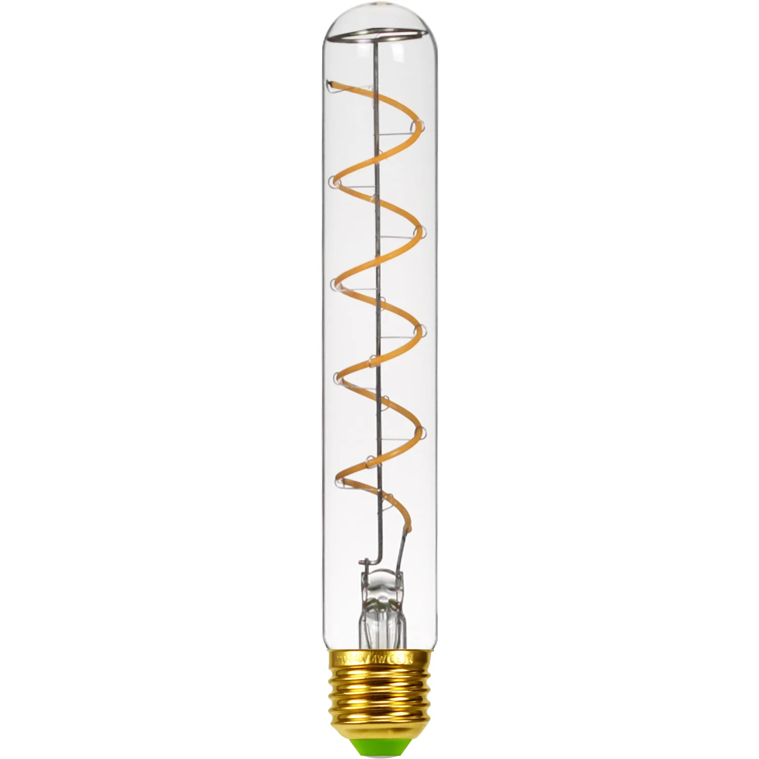 Imagem -03 - Tianfan-vintage Lâmpada Led Tubo Longo Edison Bulbo Regulável Filamento Espiral Luz Decorativa T28 4w 220v 110v E26 E27 185 Milímetros