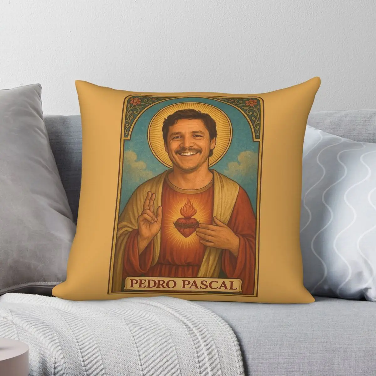 Saint Pedro Pascal Protector Of Chaotic Square Pillowcase Polyester Linen Velvet Pattern Zip Throw Pillow Sofa Cushion Cover 18