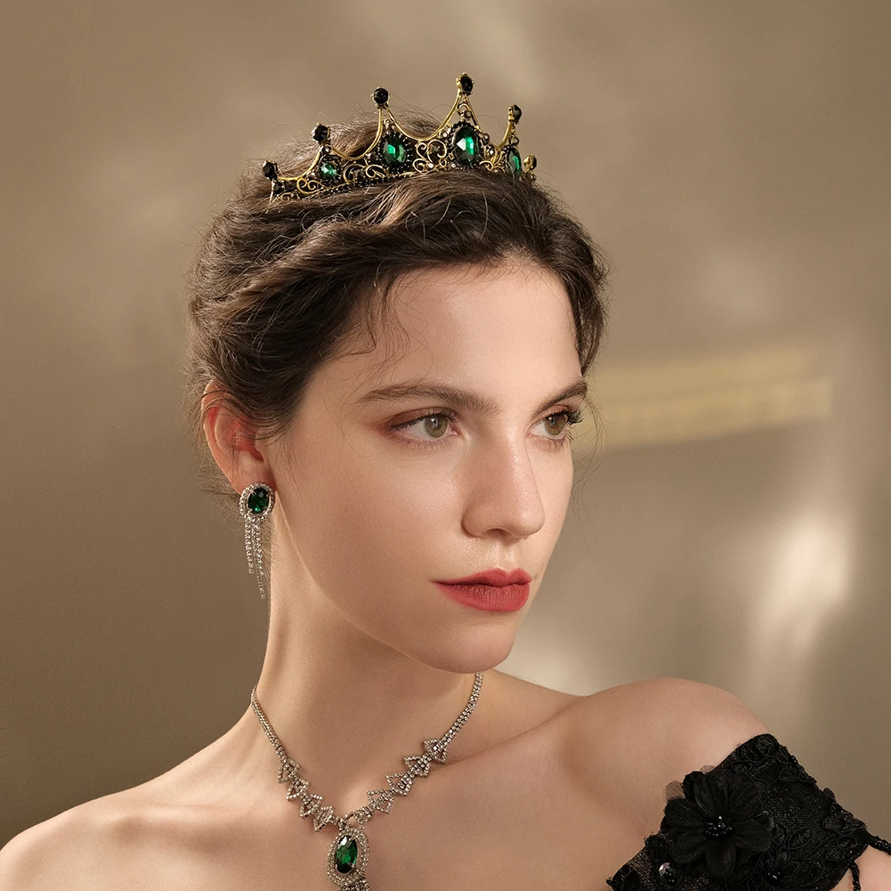 Classic Bridal Hair Accessories Vintage Baroque Party Prom Headpieces Queen Rhinestone Crown Hollow Alloy Hair Bands