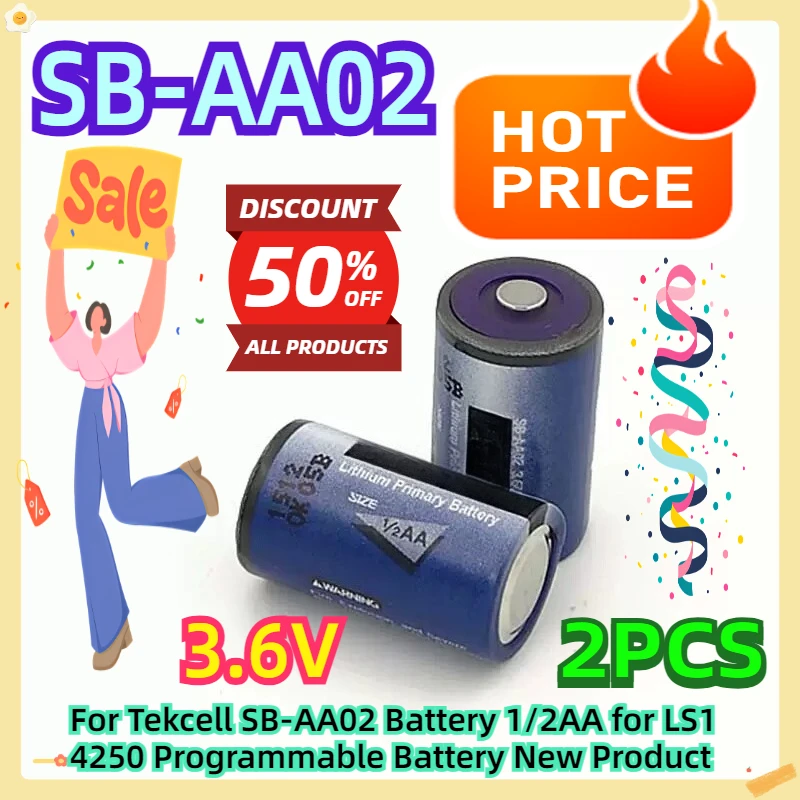 

For Tekcell SB-AA02 3.6V Battery 1/2AA 1200mAh Suitable for LS14250 Programmable Battery New Product 2pcs