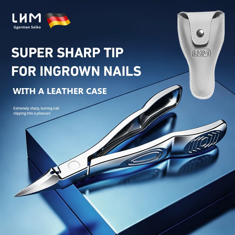 Ingrown Nail Clippers, Slanted Curved Blade Toenail Clippers, Wide Jaw Anti-Splash Nail Clipper for Thick & Ingrown Nails, Stain