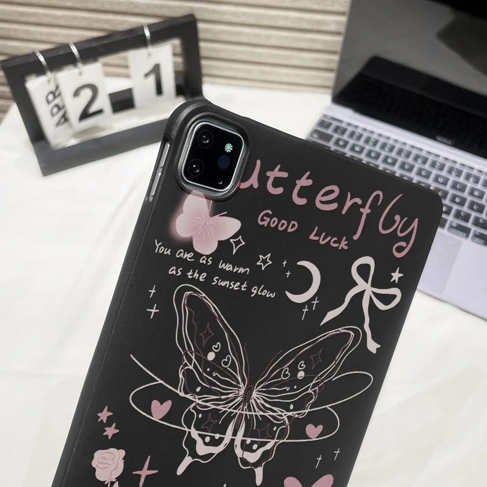 Matte Finish Tablet Case for Apple iPad Pro 9.7 10.5 12.9 13 Air 2 3 11 13 Mini 4 5 6 7 Shell Black Pink Butterfly Rose Y2K Feel