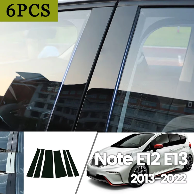 

Для Nissan Note E12 E13 2013-2022 2014 2015 2016 2017, яркий черный углеродное волокно, окно, дверь, водонепроницаемая наклейка B C
