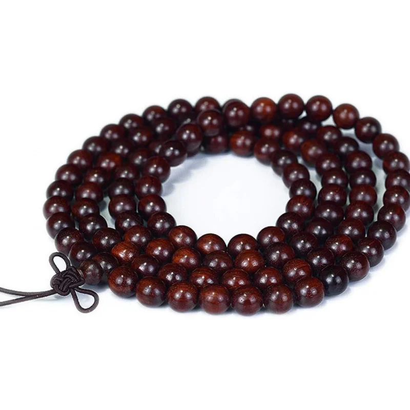 6/8/10/12mm Unisex Mala Traditional 108 Beads Natural Red Sandalwood Bracelet Buddhist Meditation Prayer Beads Mala Necklace