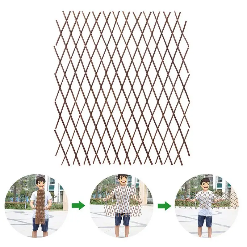 Retractable Wood Fence Expanding Trellis Fence Garden Plant Fence Outdoor Indoor Backyard Fence Home Decoration Greenery Walls