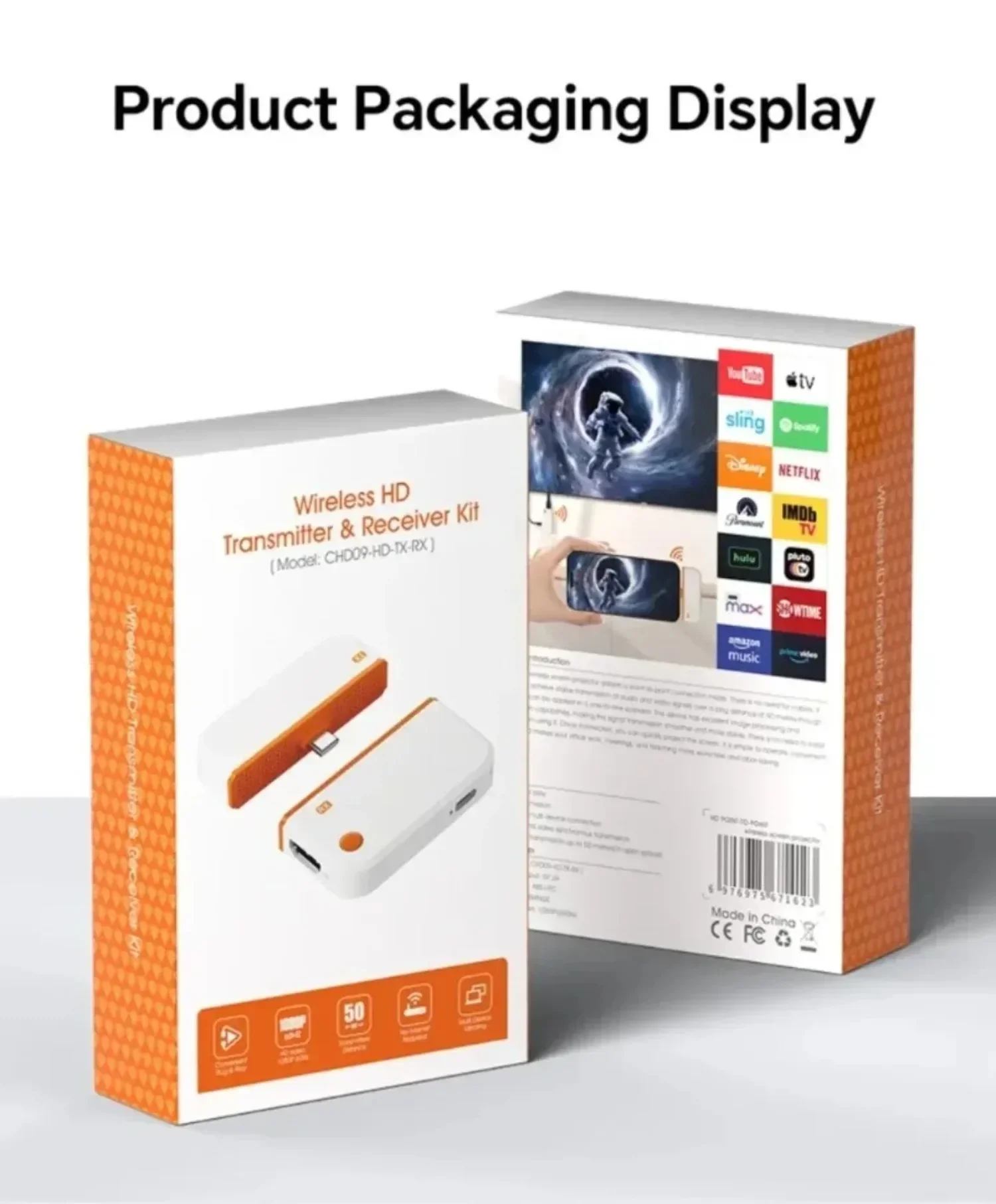 HDMI-Compatible Wireless Receiver 50M Type C Transmitter 1080P 60Hz Lossless Audio for Home Theater Gaming Exhibition