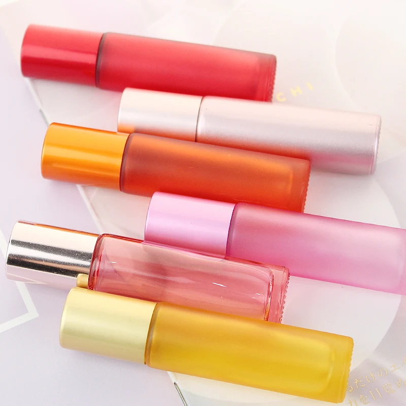 10/24/50pcs Frosted Colorful Thick Glass Roller on Bottle 10ml for Essential Oil Perfume Bottles Refillable Rollerball Vial