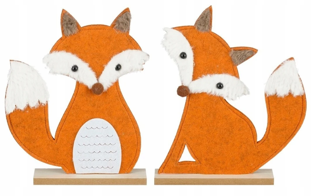 Decoratief vilten figuur van Fox op hout 25x1x31cm herfstdecoratie