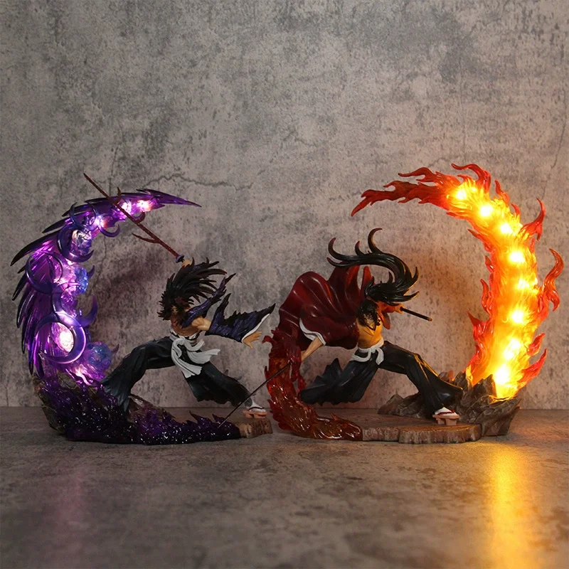 Hot Demon Slayer 22cm Gk Ghost Extermination Blade Battle Statue Trendy Action Figures Can Glow Model Ornament Toy