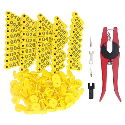 Animal Ear Tag with Applicator 100 Sets Livestock Ear Tag Kit Number Animal Ear Tag with Applicator for Cattle Horse Pig Sheep